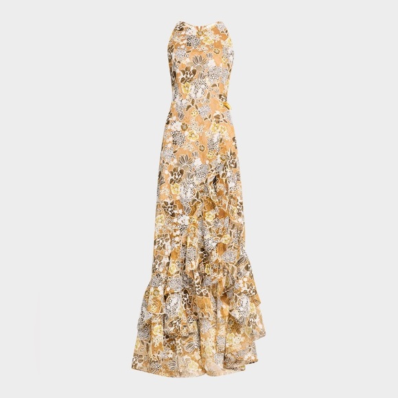 NWT Bronx And Banco Sicilia Floral Multi Lace Ruffle High-Low Gown Dress Sz XS - Picture 11 of 14